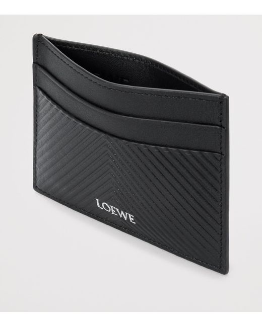 Loewe Black Leather Chevron Card Holder for men