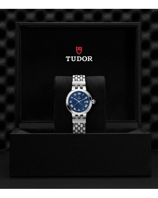 Tudor Blue Stainless Steel Clair De Rose Watch 30mm