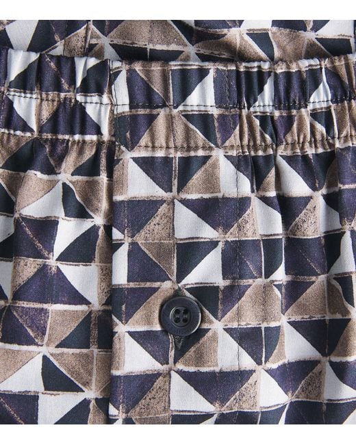 Zimmerli of Switzerland Blue Cotton Sateen Printed Boxer Shorts for men