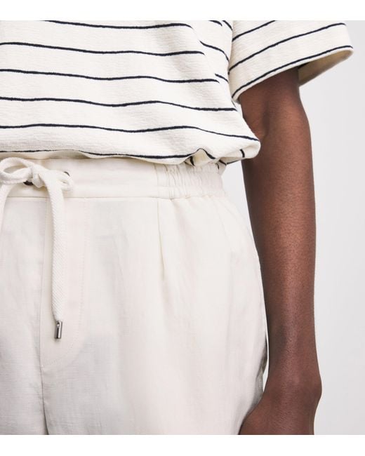 Ralph Lauren White Silk-Linen Drawstring Shorts for men