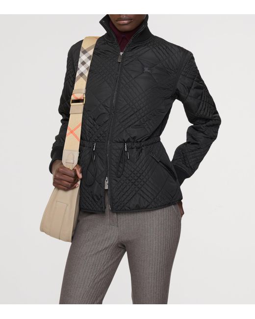 Burberry Black Micro Check-Stitch Wakerley Jacket