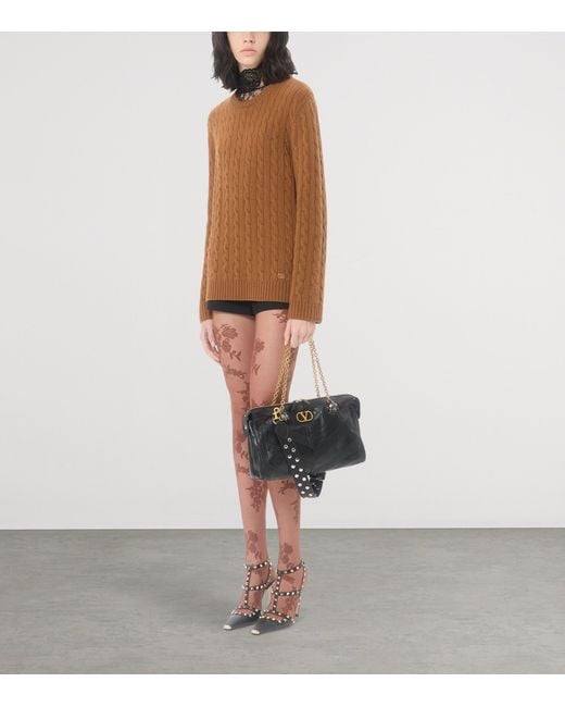 Valentino Brown Cashmere Cable-Knit Sweater