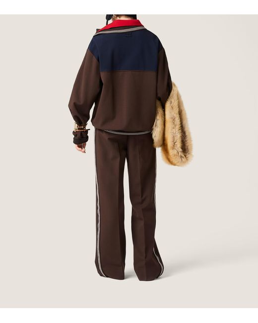 Miu Miu Blue Asymmetric-Zip Polo Sweatshirt