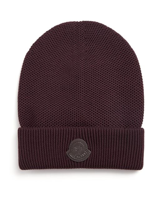 Moncler Purple Wool Logo Beanie for men