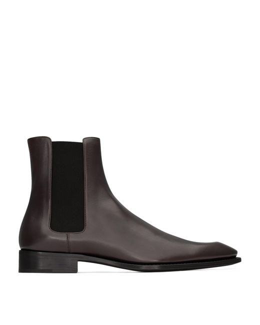 Saint Laurent Brown Leather Aurelien Ankle Boots for men
