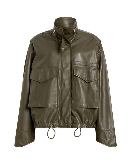 AllSaints Green Clay Leather Jacket
