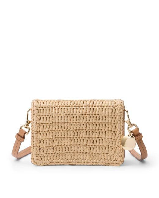 Prada Natural Woven Fabric Card Holder