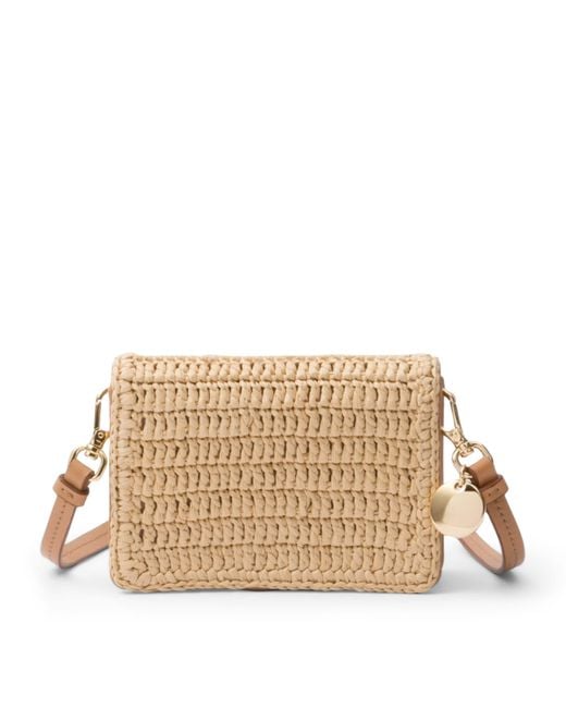 Prada Natural Woven Fabric Card Holder