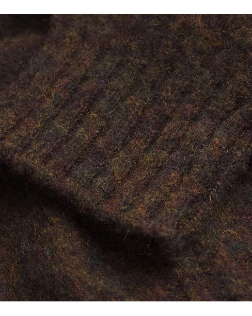 Sunspel Brown Brushed Wool Shetland Cardigan for men