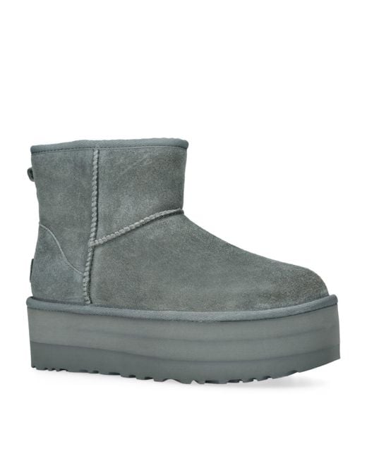 Ugg Gray Suede Classic Mini Platform Boots