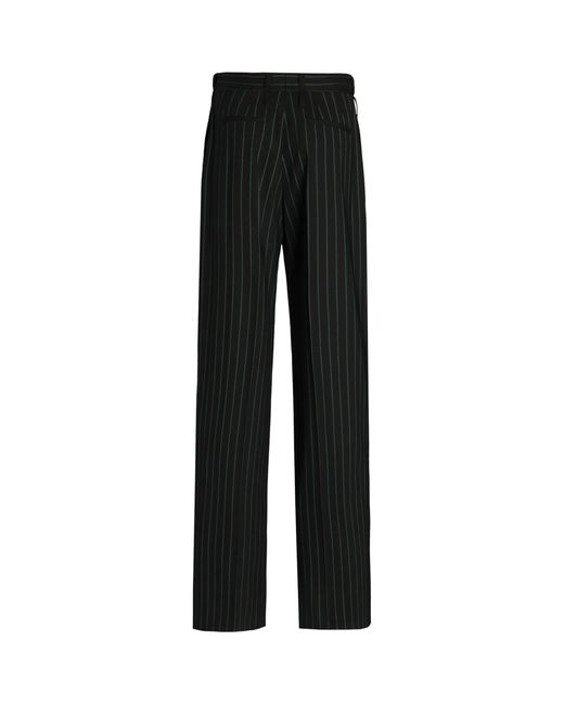 Dolce & Gabbana Black Wool-Blend Stripe Trousers
