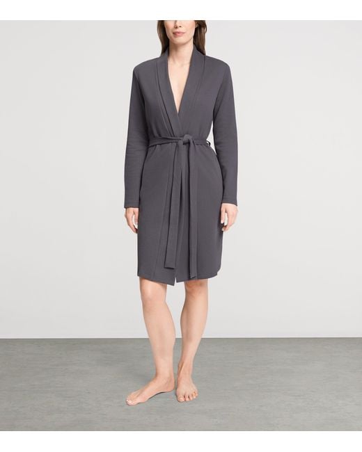 Hanro Gray Cotton-Blend Robe