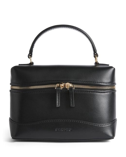Sandro Black Leather Tangolino Vanity Bag