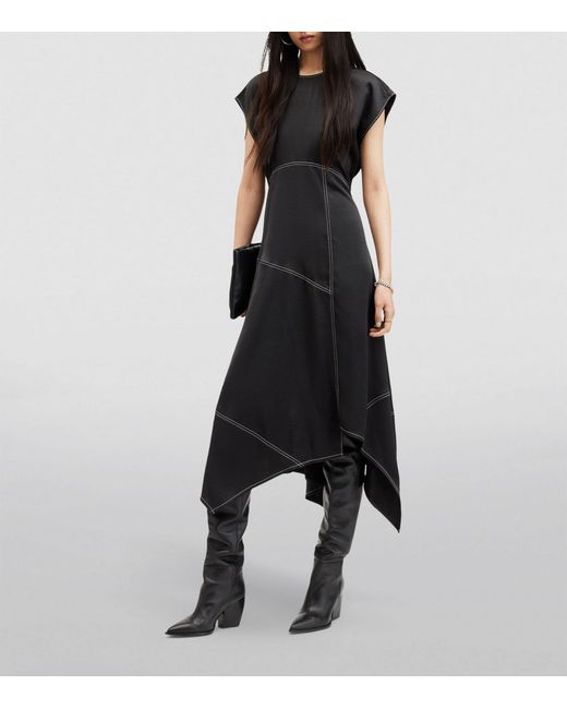 AllSaints Black Agnes Midi Dress