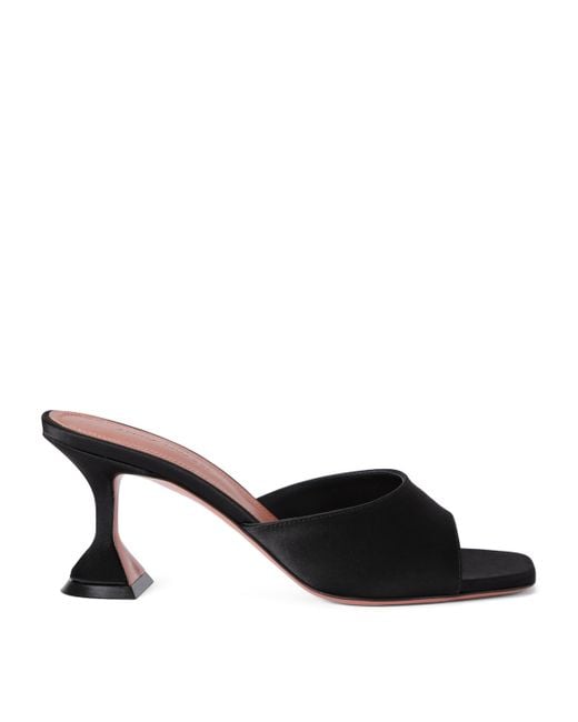 AMINA MUADDI Black Satin Lupita Mules 70