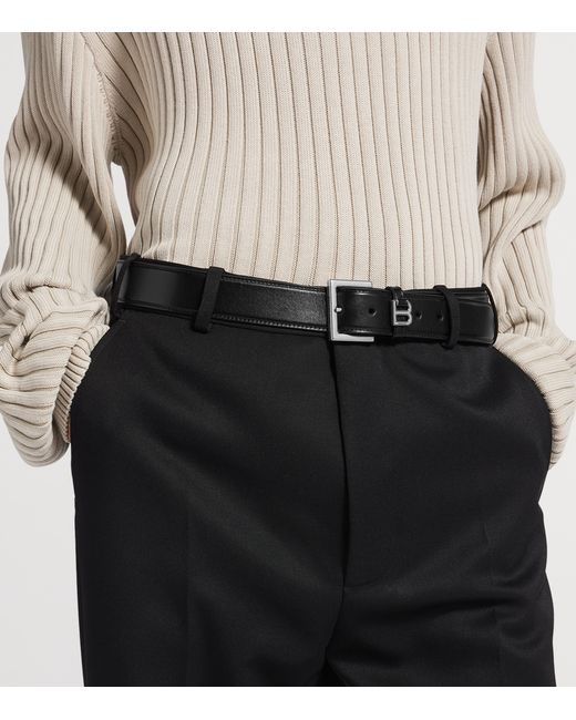 Balenciaga Black Leather Hourglass Belt for men