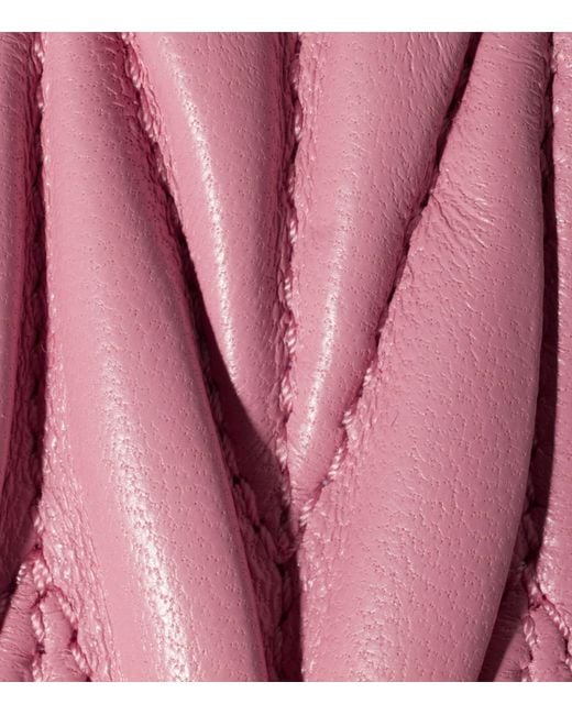 Miu Miu Pink Leather Matelassé Card Holder