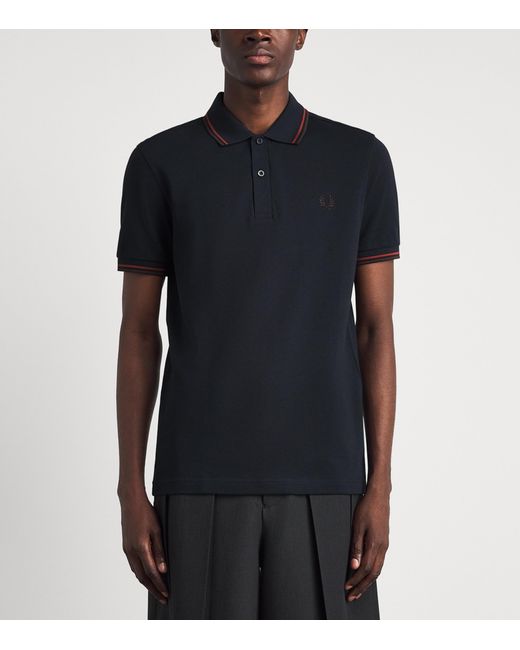 Fred Perry Black Cotton Twin Tipped Polo Shirt for men