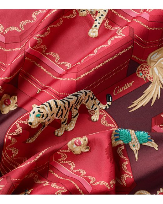 Cartier Red Silk Jewellery Boxes Scarf