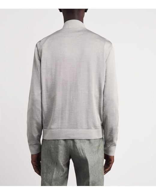 Corneliani Natural Stretch-Silk Suede-Front Bomber Jacket for men