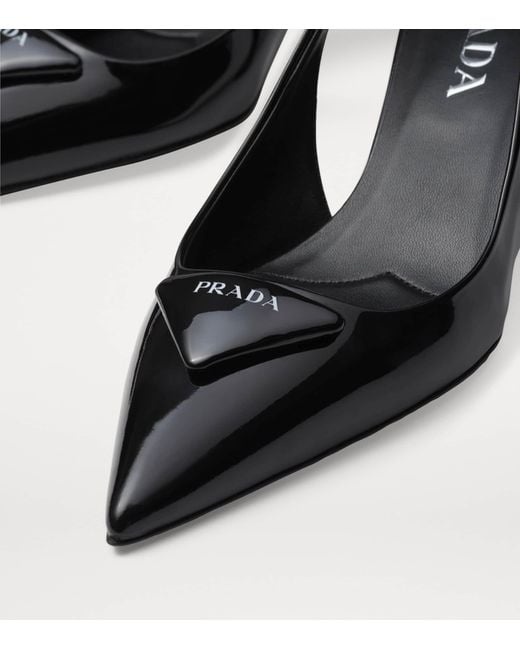 Prada Black Patent Leather Slingback Pumps 55