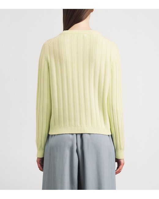 Johnstons Yellow Cashmere Ribbed Lecht Sweater