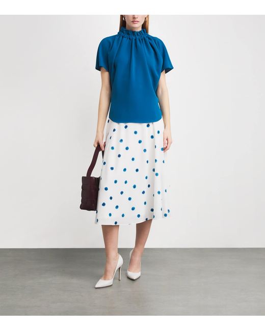 Edeline Lee Blue Ruff Blouse