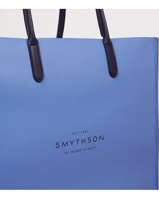 Smythson Blue Mini Leather Kingly Tote Bag