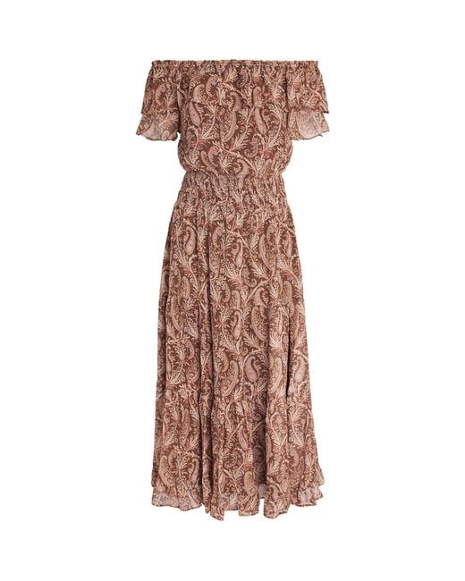 PAIGE Pink Silk Georgette Alistar Midi Dress
