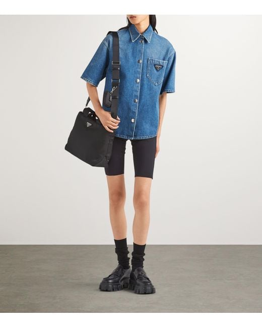 Prada Blue Denim Logo Shirt