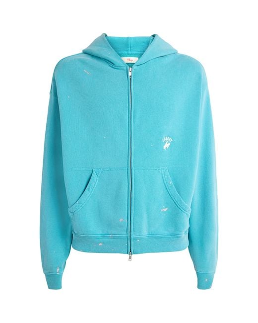 CHERRY LA Blue Western Athletic Zip-Up Hoodie for men