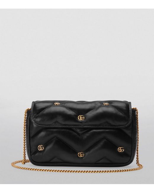 Gucci Black Gg Marmont 2.0 Mini Embellished Matelassé Leather Shoulder Bag