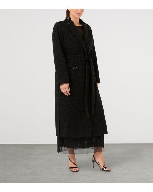 Marina Rinaldi Black Longline Belted Coat