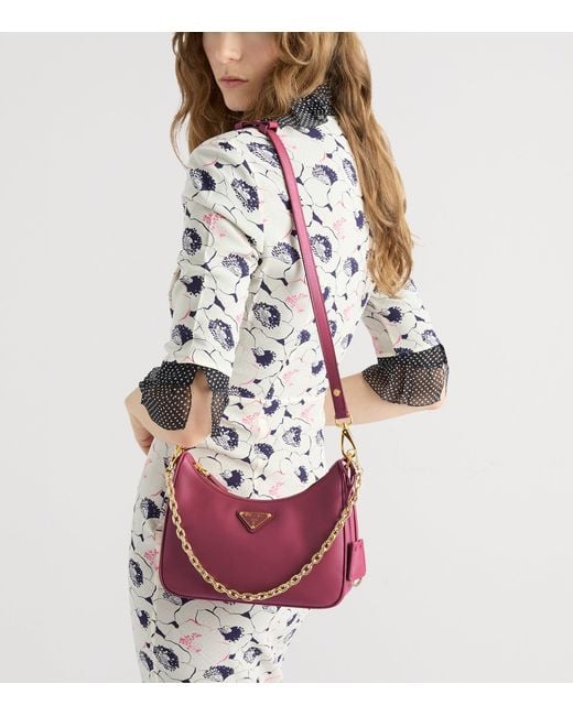 Prada Purple Mini Saffiano Leather Re-Edition Shoulder Bag