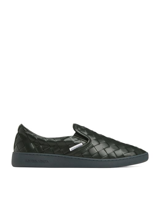 Bottega Veneta Black Leather Intrecciato Loafers for men