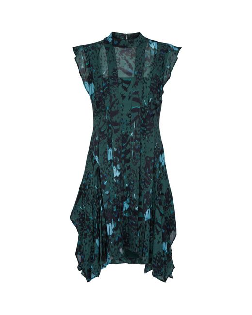 AllSaints Green Fleur Wing Dress
