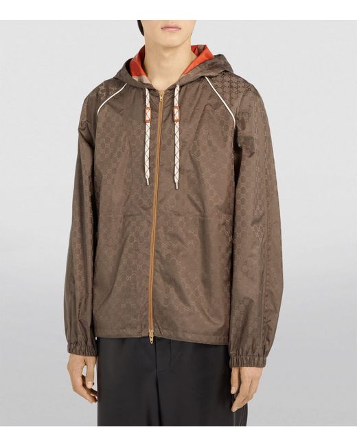 Gucci Brown Gg Hooded Jacket for men