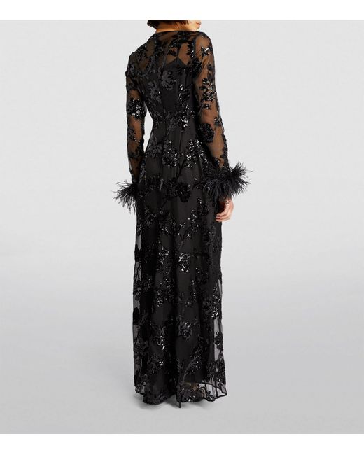 Erdem Black Silk Embellished Gown