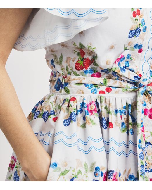 Mary Katrantzou White Stretch-Cotton Fruitavola Rosanna Midi Dress