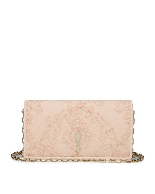 Christian Louboutin Natural Bettina Crepe Satin Lace Clutch Bag