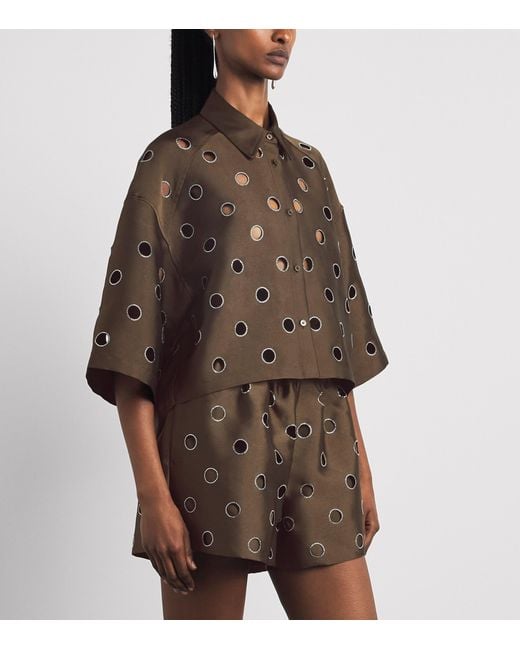 Sandro Brown Rhinestone Cropped Shirt