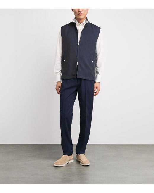 Eleventy Blue Silk Technical Gilet for men