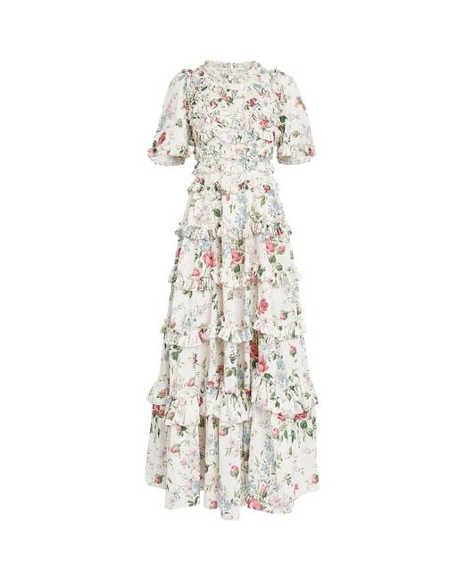 Needle & Thread White Crepe Floral Fantasy Gown