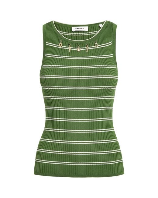 Sandro Green Stretch-Jersey Tank Top