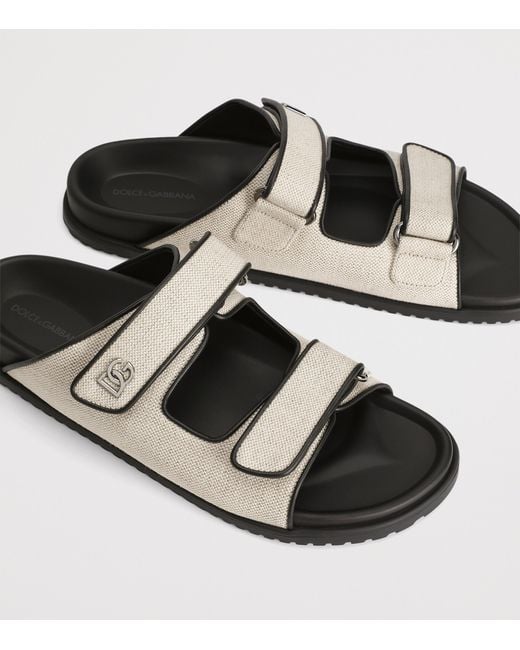 Dolce & Gabbana White Cotton-Linen Slides for men