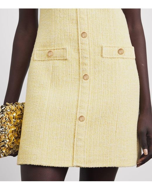 Maje Yellow Tweed Tailored Mini Dress