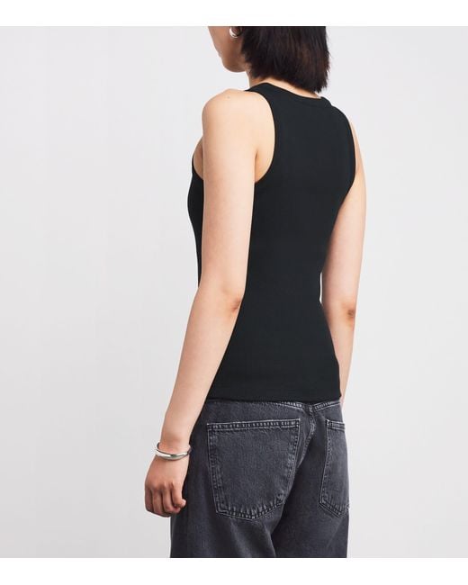 Vince Black Ribbed Tank Top