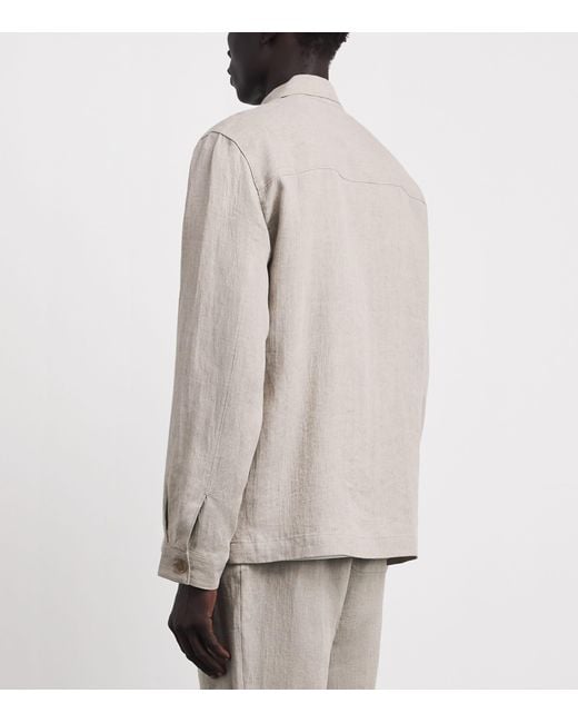 Sunspel Gray Linen Overshirt for men