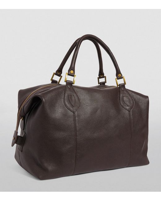 Barbour Brown Medium Leather Explorer Holdall for men