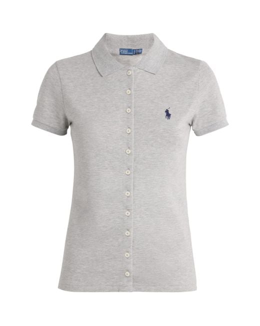Polo Ralph Lauren Gray Stretch-Cotton Piqué Polo Shirt